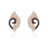 (SPECIAL ORD) Sterling Silver Rose-Gold with White and Brown Micro Pave Earrings (182 stones)